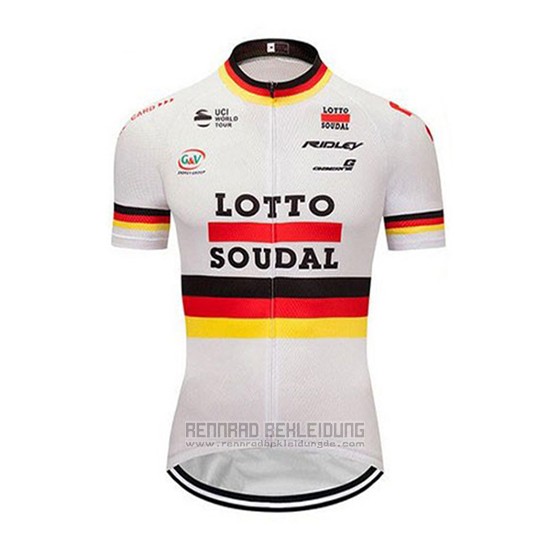 2018 Fahrradbekleidung Lotto Soudal Champion Deutschland Trikot Kurzarm und Tragerhose